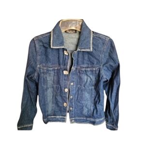Vintage New Direction Denim Jean Crystal Silver Threaded Jacket Size Medium